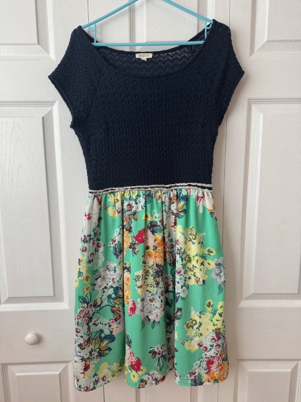 Anthropologie Weston Knit & Floral Short-Sleeve Dress